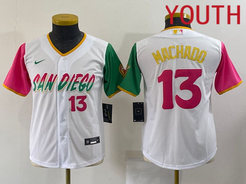 Youth San Diego Padres #13 Machado White City Edition Game Nike 2022 MLB Jersey